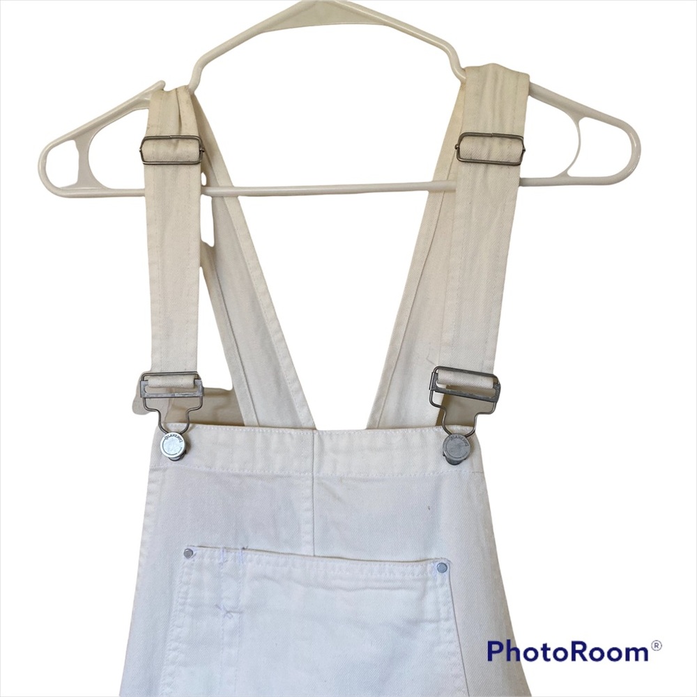 Blank NYC Off white denim distressed shortalls womens size 30 - Picture 4 of 6